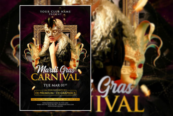 Black Gold Mardi Gras Poster Template