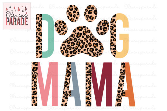 Dog Mama Half Leopard Rainbow Clipart for Design