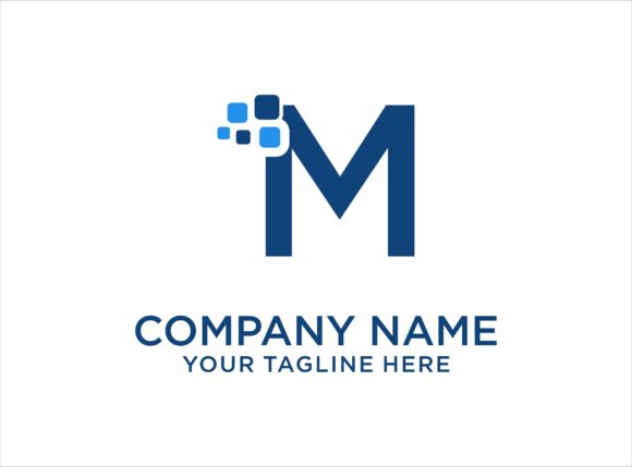 Elegant Letter M Digital Logo Design Vector