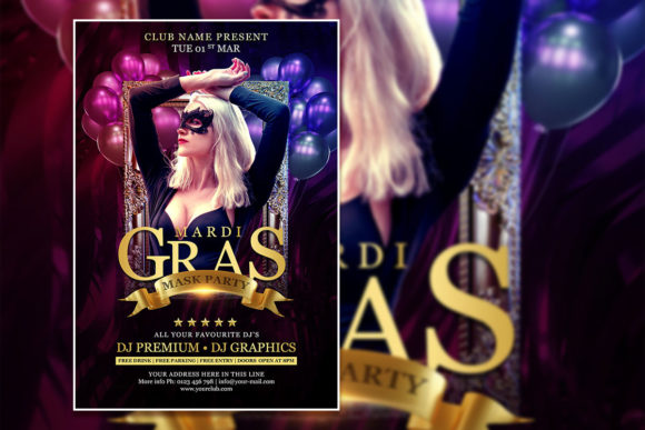 Modern Mardi Gras Poster Template: Editable Design